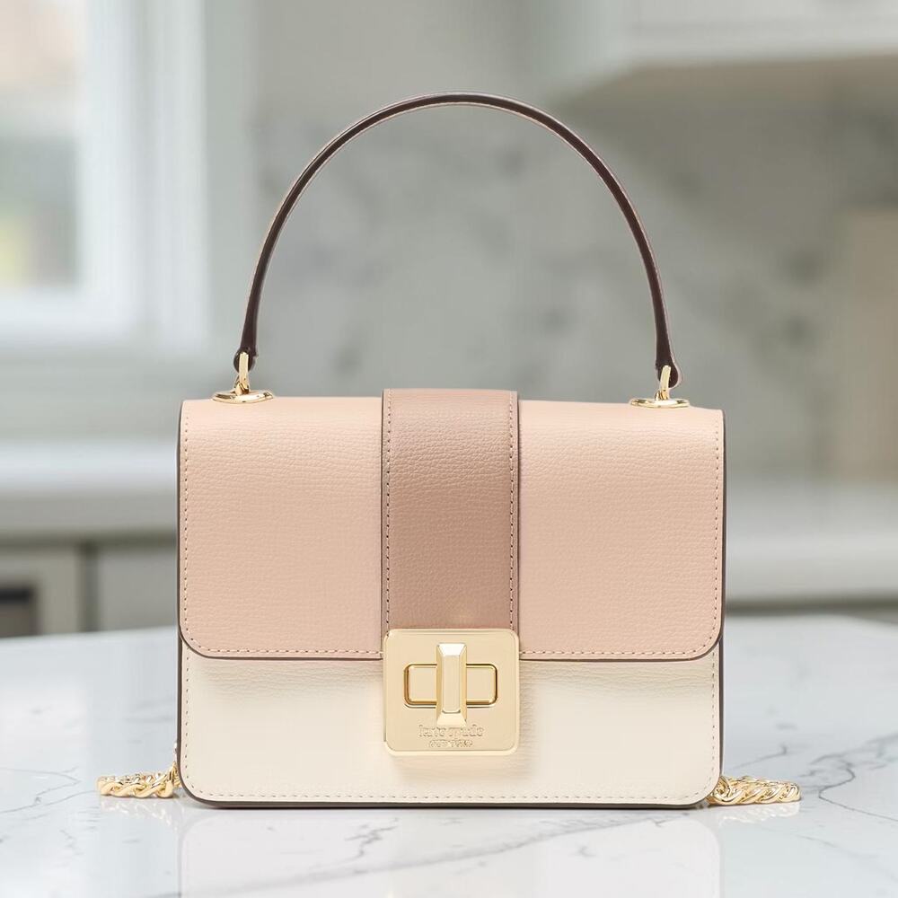 Kate Spade Phoebe Turnlock Mini Flap Crossbody Bag Toasted Hazelnut KK897 NWT